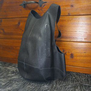 Karder Black Leather Tortoise Backpack, Anti-theft.